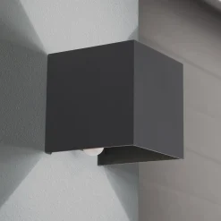 LED-ulkoseinävalaisin Cube-S, antrasiitti, metalli, anturi