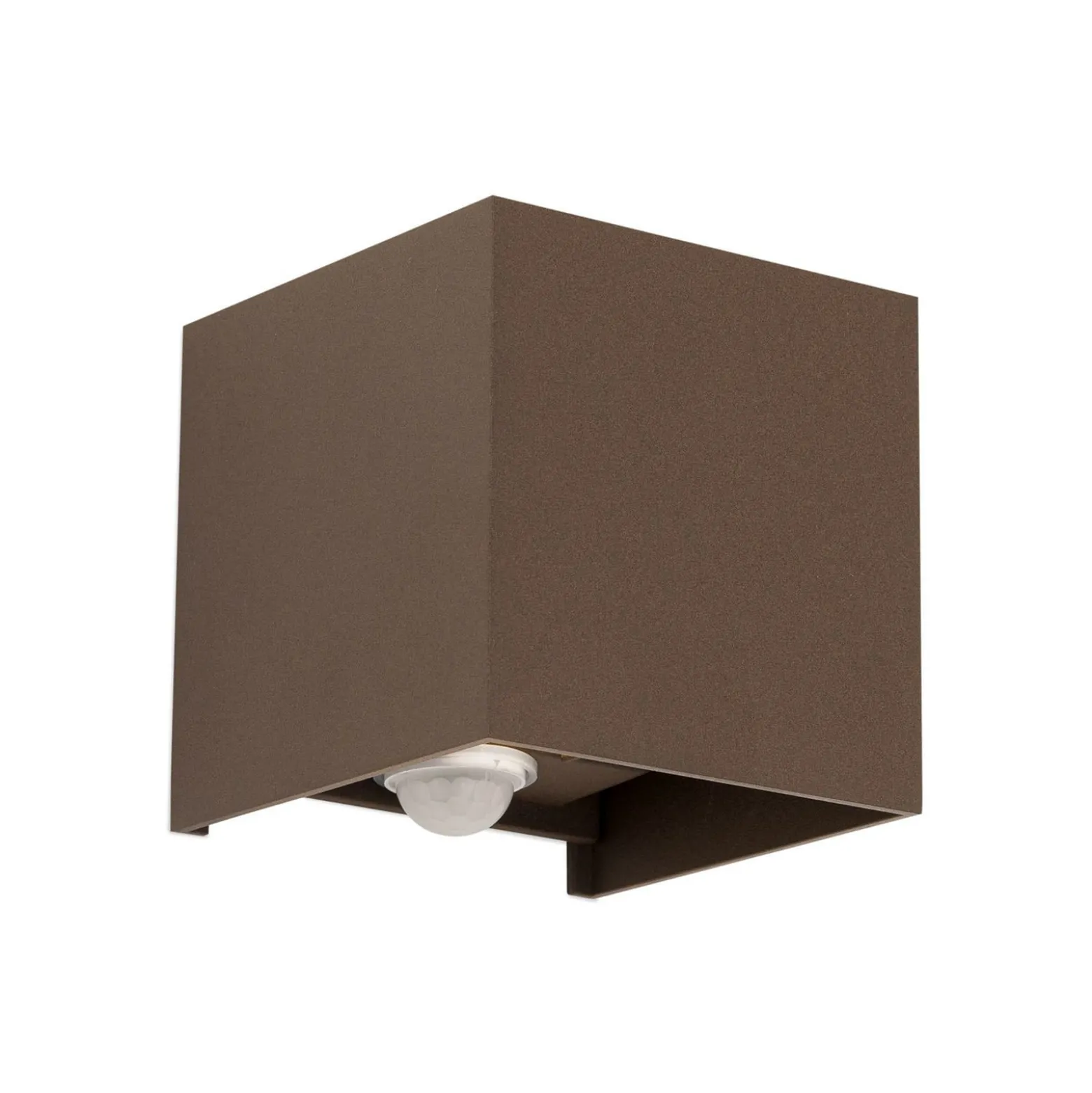 LED-ulkoseinävalaisin Cube-S, corten, metalli, anturi