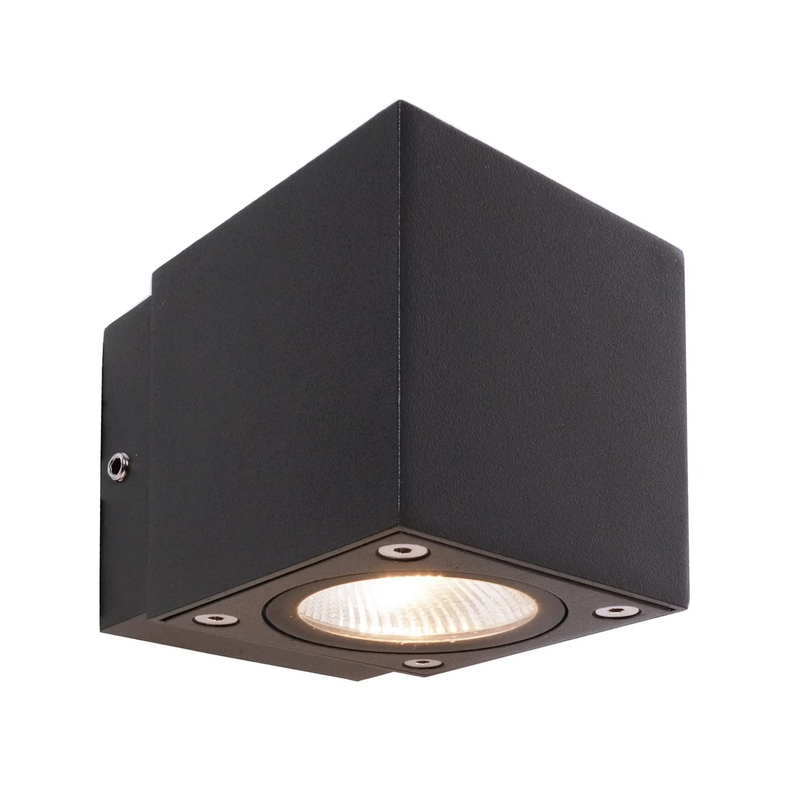 LED-ulkoseinävalaisin Cubodo Single Mini, alumiini, tummanharmaa
