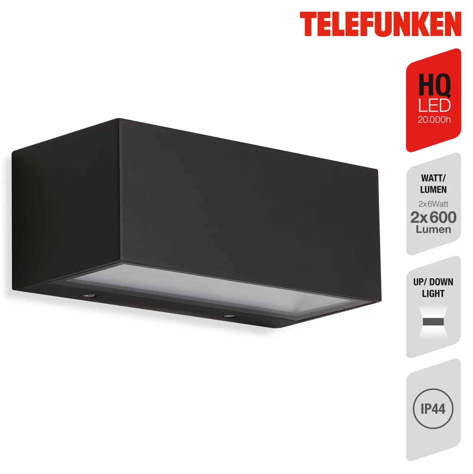 LED-ulkoseinävalaisin Monaco ylös/alas musta