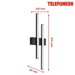 LED-ulkoseinävalo Graz suora 2-lamppuinen, musta