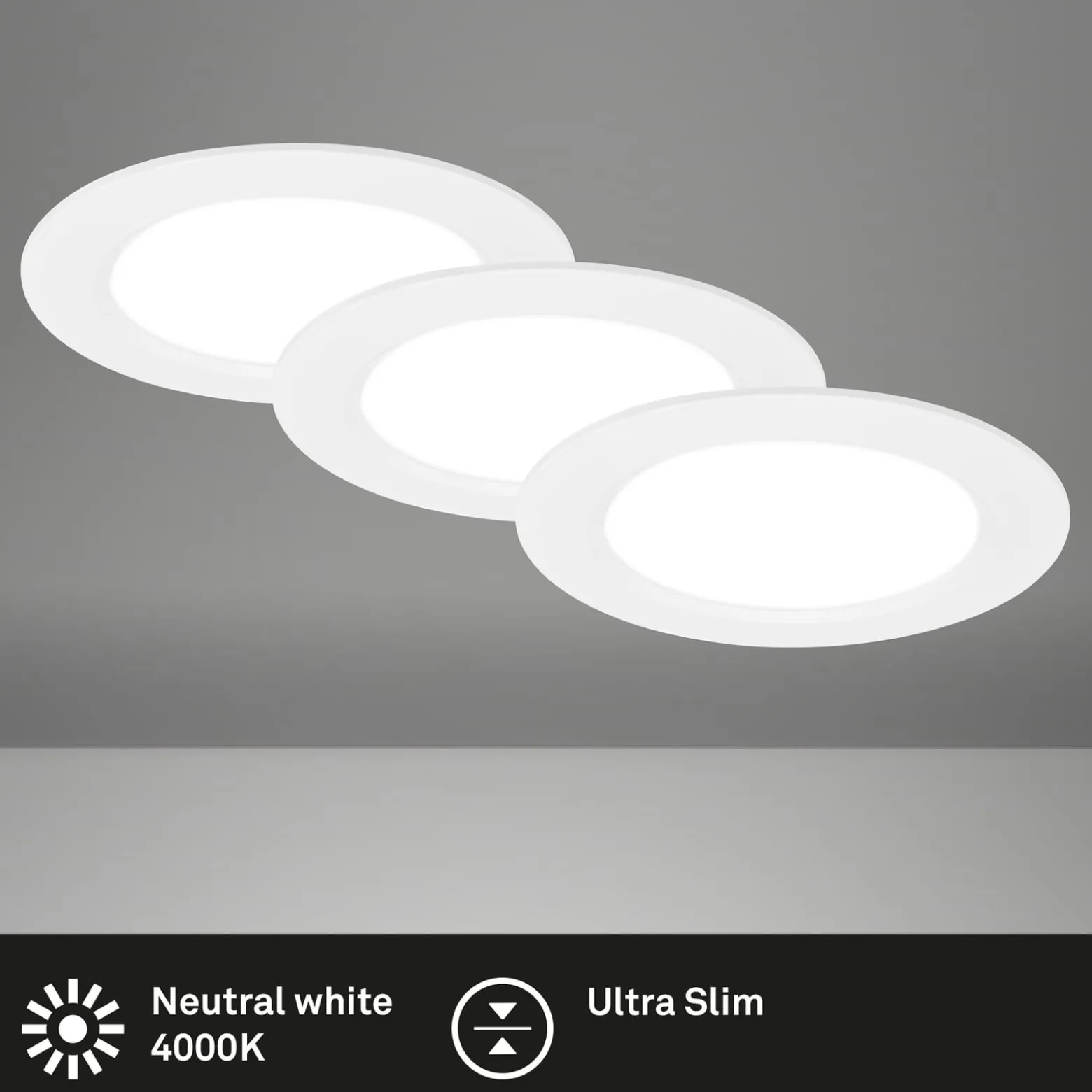 LED uppoasennusvalaisin Jeft, Ø12cm, valkoinen, 3 kpl, on/off, jäykkä