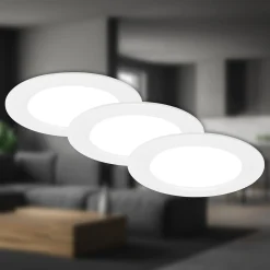 LED uppoasennusvalaisin Jeft, Ø12cm, valkoinen, 3 kpl, on/off, jäykkä
