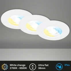 LED-uppokohdevalo 7605 IP44, 3 kpl, CTS, valkoinen