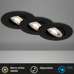 LED-uppokohdevalo 7602 3x, IP65, 3 000 K, musta