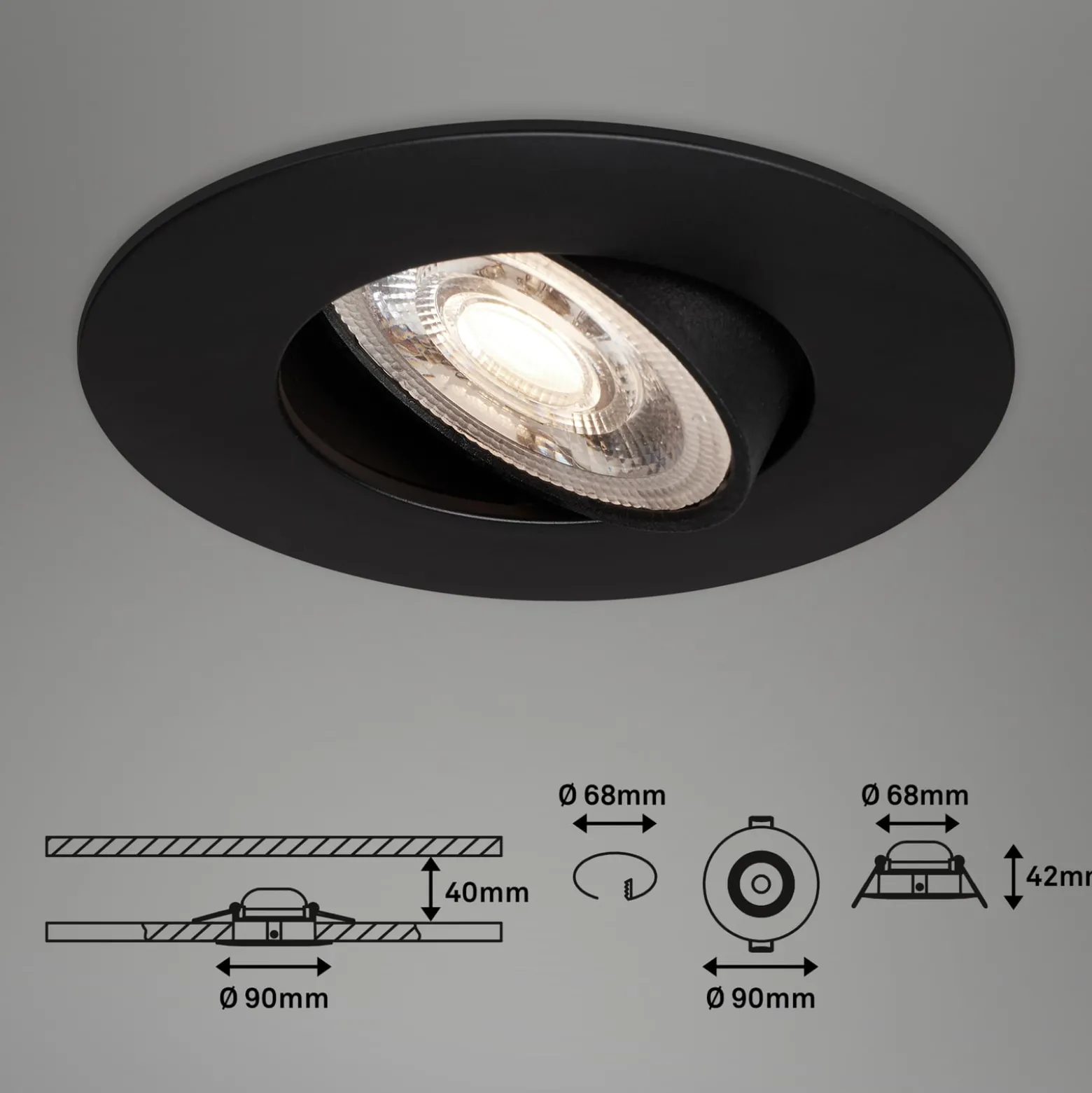 LED-uppokohdevalo 7602 3x, IP65, 3 000 K, musta