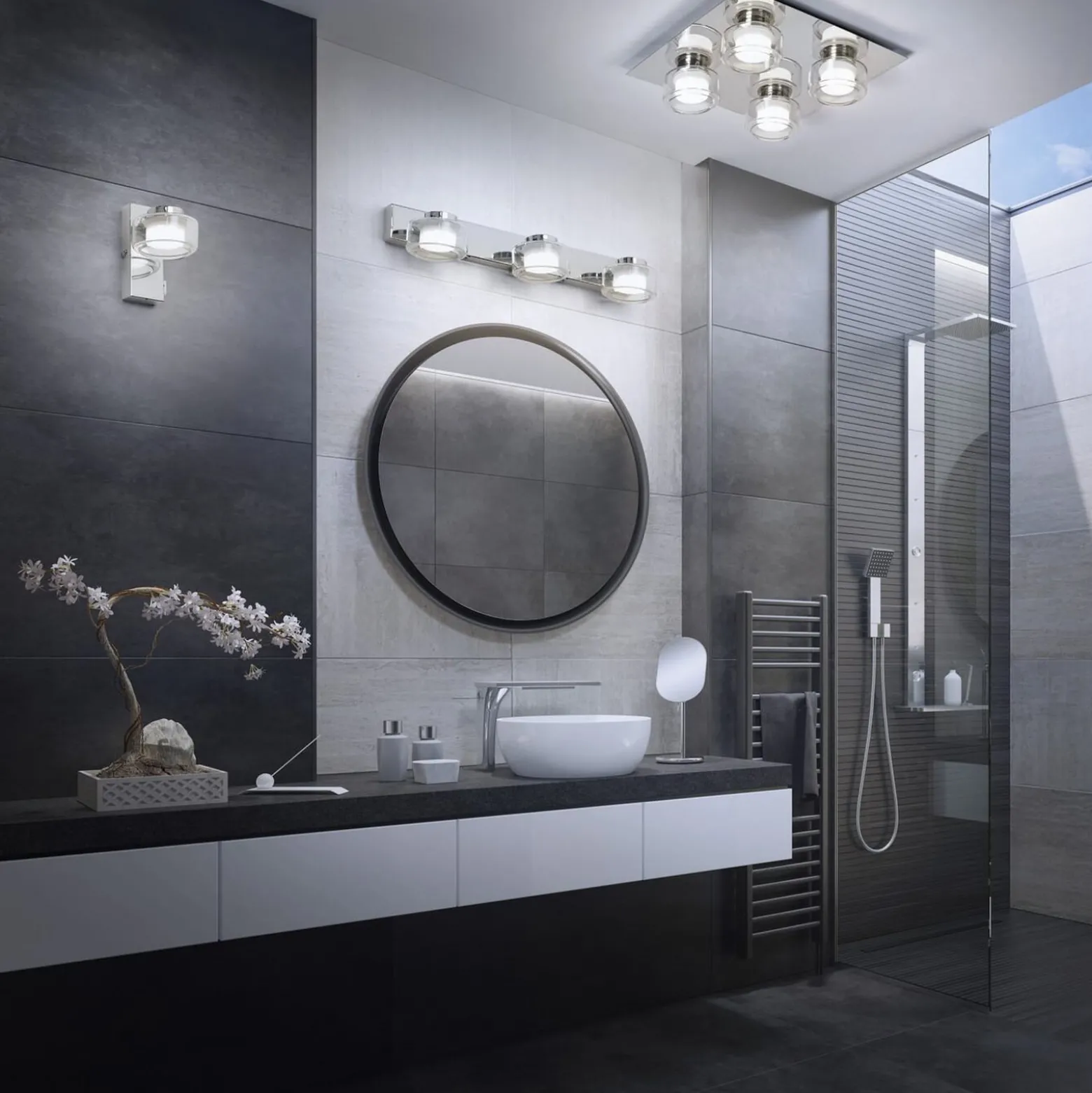 LEDVANCE LED-seinävalaisin Orbis Flame, 1-valo, kromi, IP44