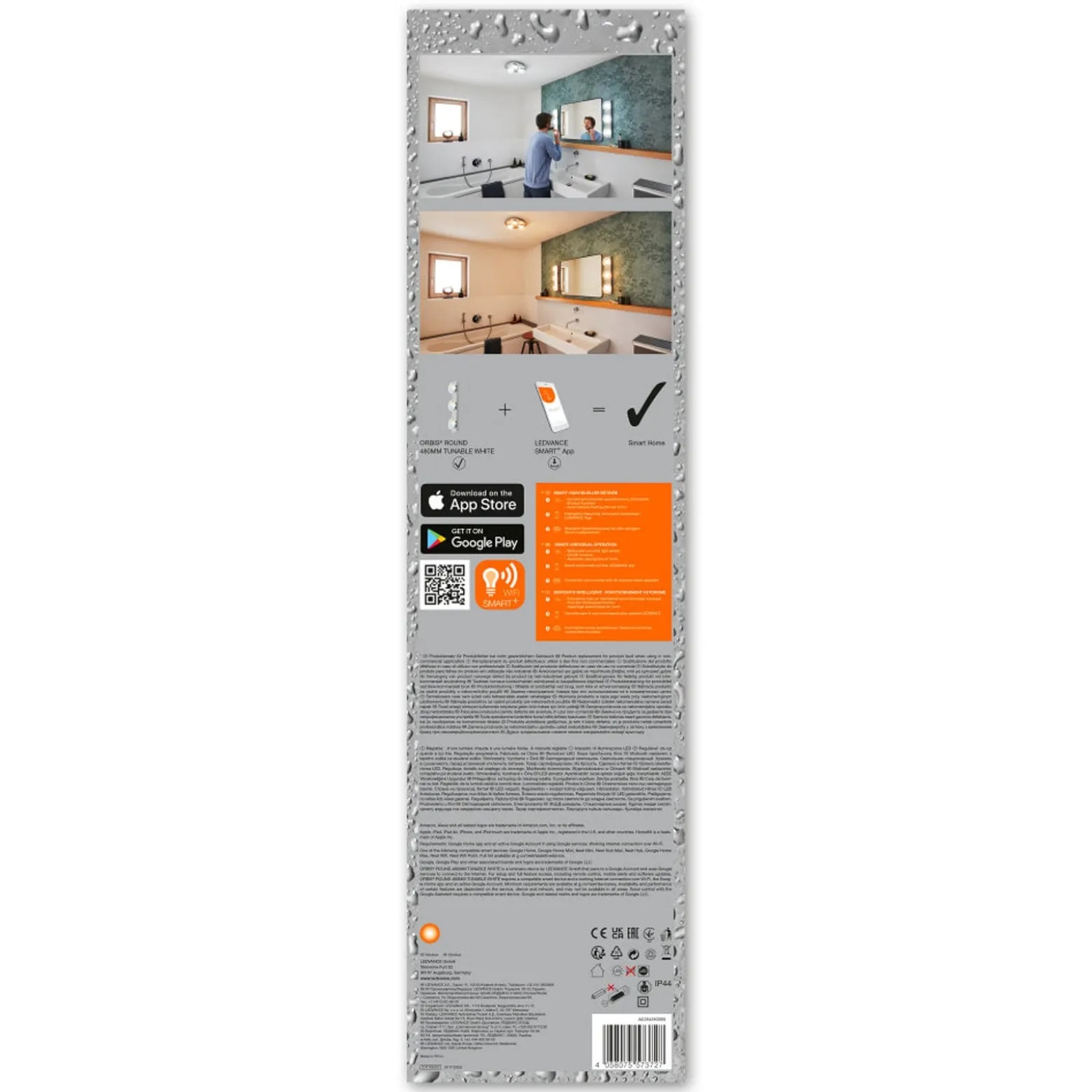LEDVANCE SMART+ WiFi Orbis Wall Round, pituus 48cm
