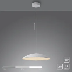 LENTE-LED-riippuvalaisin, valkoinen, Ø 50 cm, metalli, Switchdim