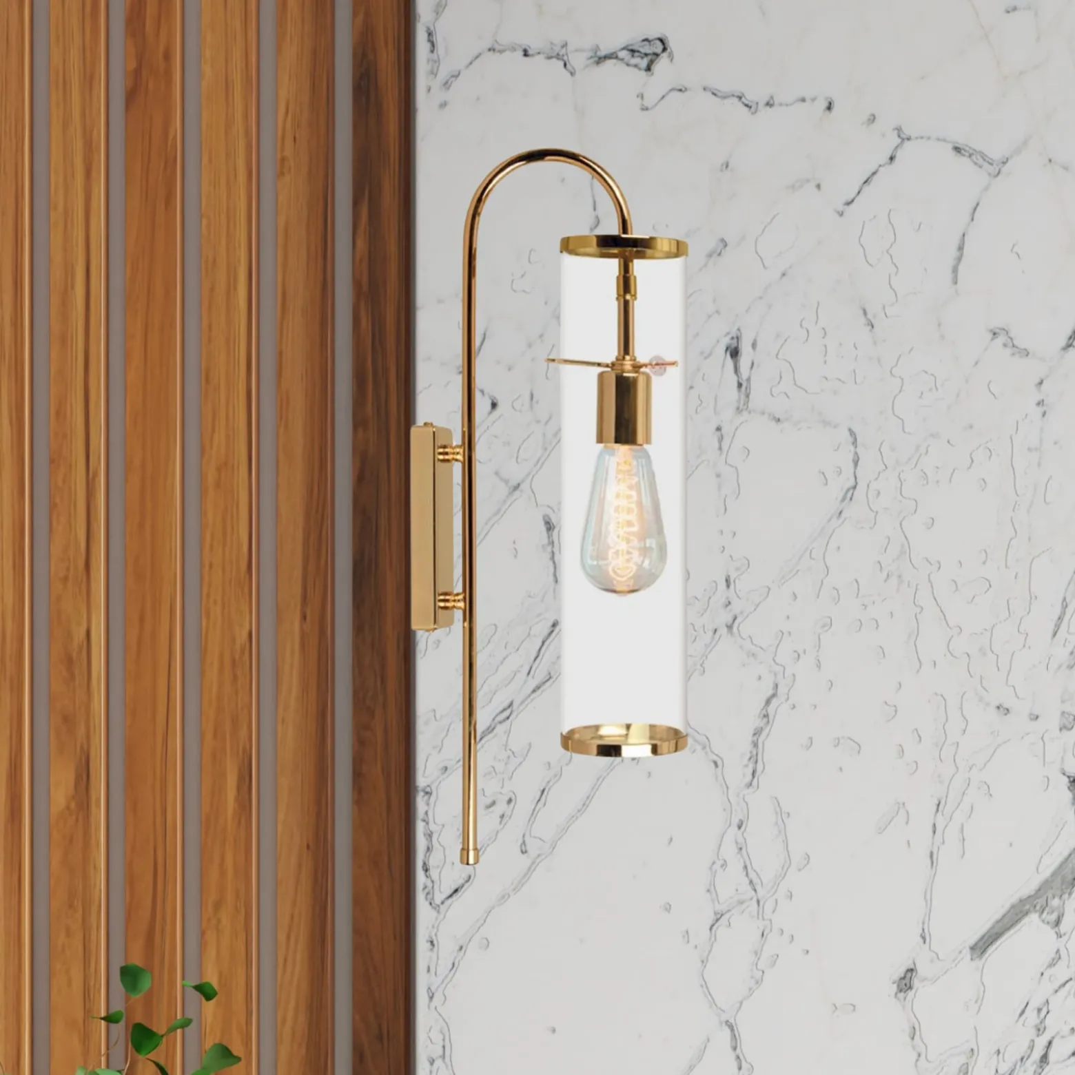 Leona seinävalaisin, kullanvärinen, korkeus 57 cm, metalli, E27