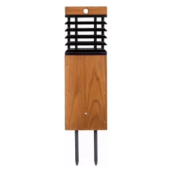 Les Jardins LED-aurinkopolkuvalaisin Tekura, teak/harmaa, piikki, piikki