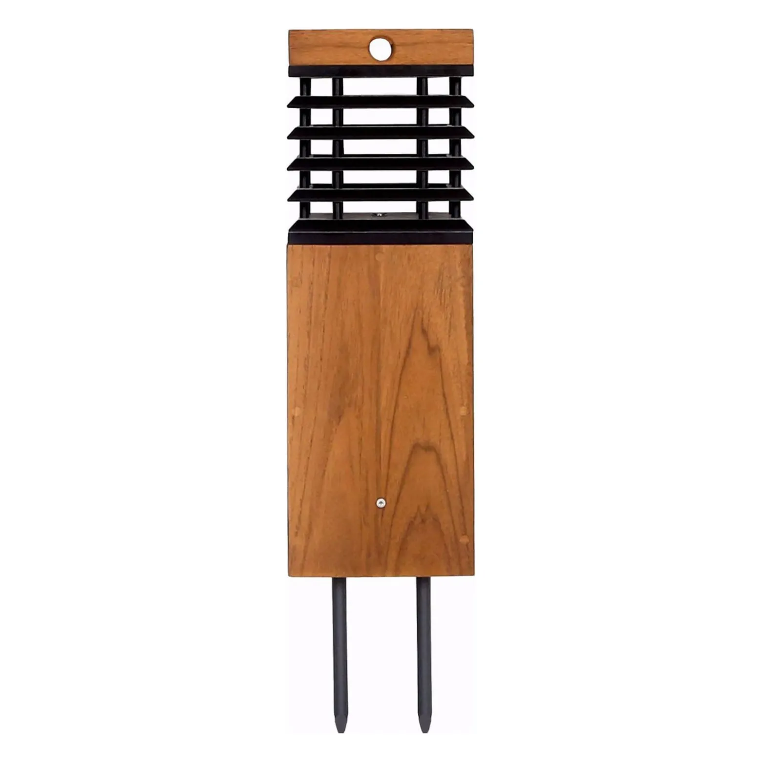 Les Jardins LED-aurinkopolkuvalaisin Tekura, teak/harmaa, piikki, piikki