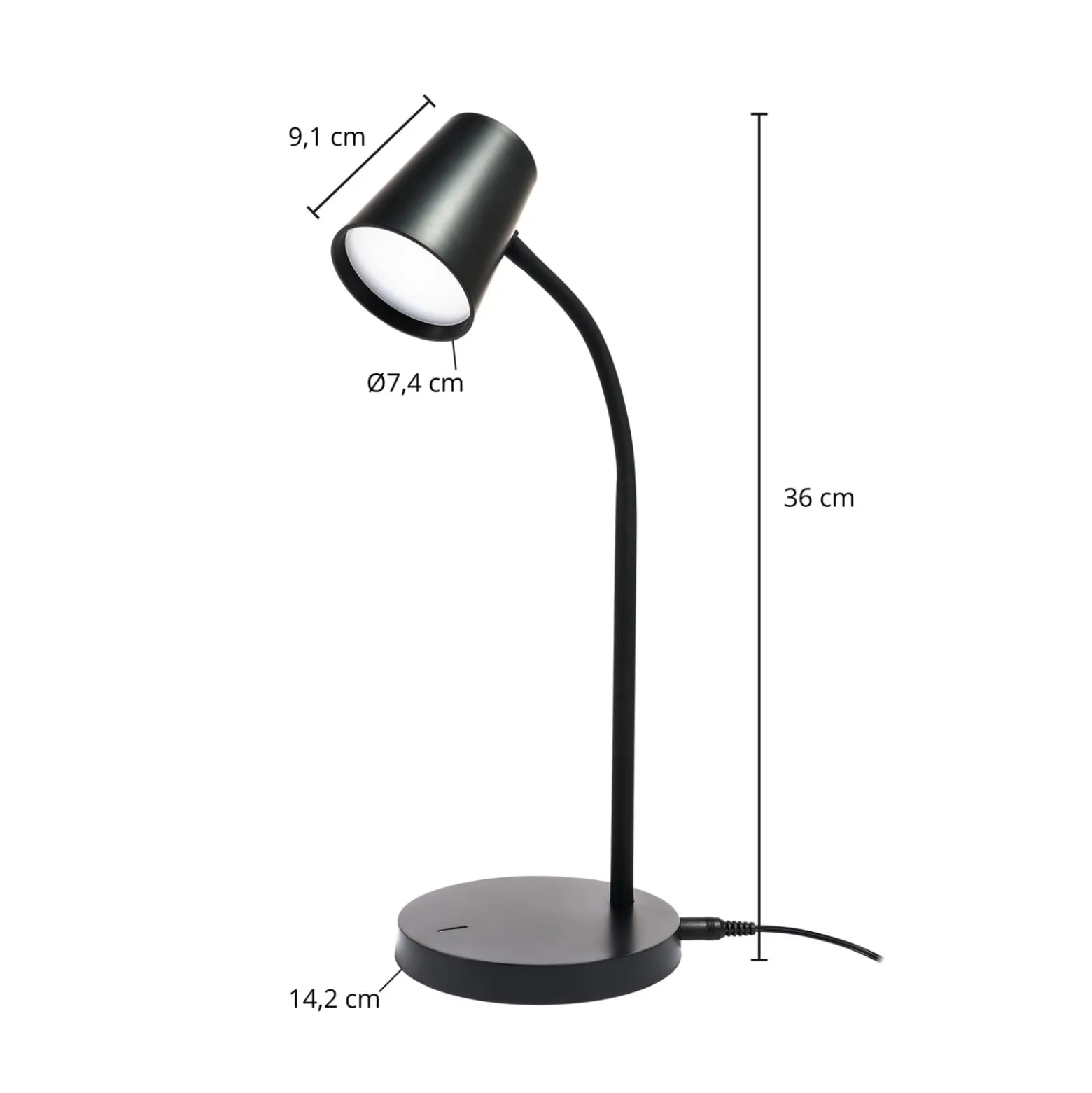 Lindby Ailina LED-pöytälamppu, korkeus 36 cm, musta, himmennettävä