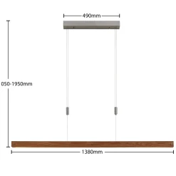 Lindby Alimara LED-riippuvalaisin, puuta, pituus 138 cm