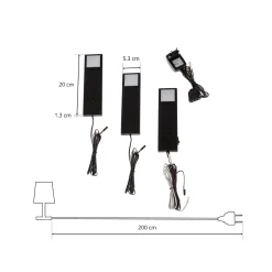 Lindby Amaryll LED-kaapinvalaisin, 3 kpl, musta