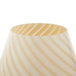 Lindby Andriana pöytävalaisin, keltainen/valkoinen, lasia, Ø 15 cm