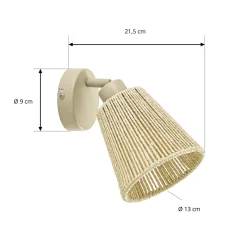 Lindby Anuva -seinäkohdevalaisin, beige, paperia, 1-lamppuinen, E14