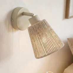 Lindby Anuva -seinäkohdevalaisin, beige, paperia, 1-lamppuinen, E14