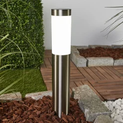 Lindby aurinkokäyttöinen LED-lamppu Aleeza, 61 cm, ruostumaton teräs,
