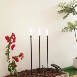 Lindby aurinkokäyttöinen LED-valaisin Balian, 3 kpl, musta, alumiini, 3000K