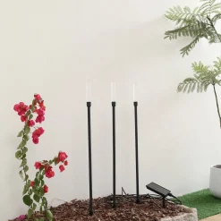 Lindby aurinkokäyttöinen LED-valaisin Balian, 3 kpl, musta, alumiini, 3000K
