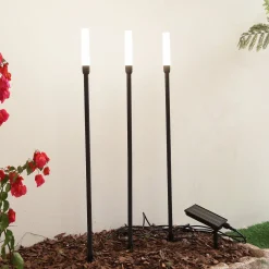 Lindby aurinkokäyttöinen LED-valaisin Balian, 3 kpl, musta, alumiini, 3000K