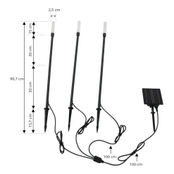 Lindby aurinkokäyttöinen LED-valaisin Balian, 3 kpl, musta, alumiini, 3000K