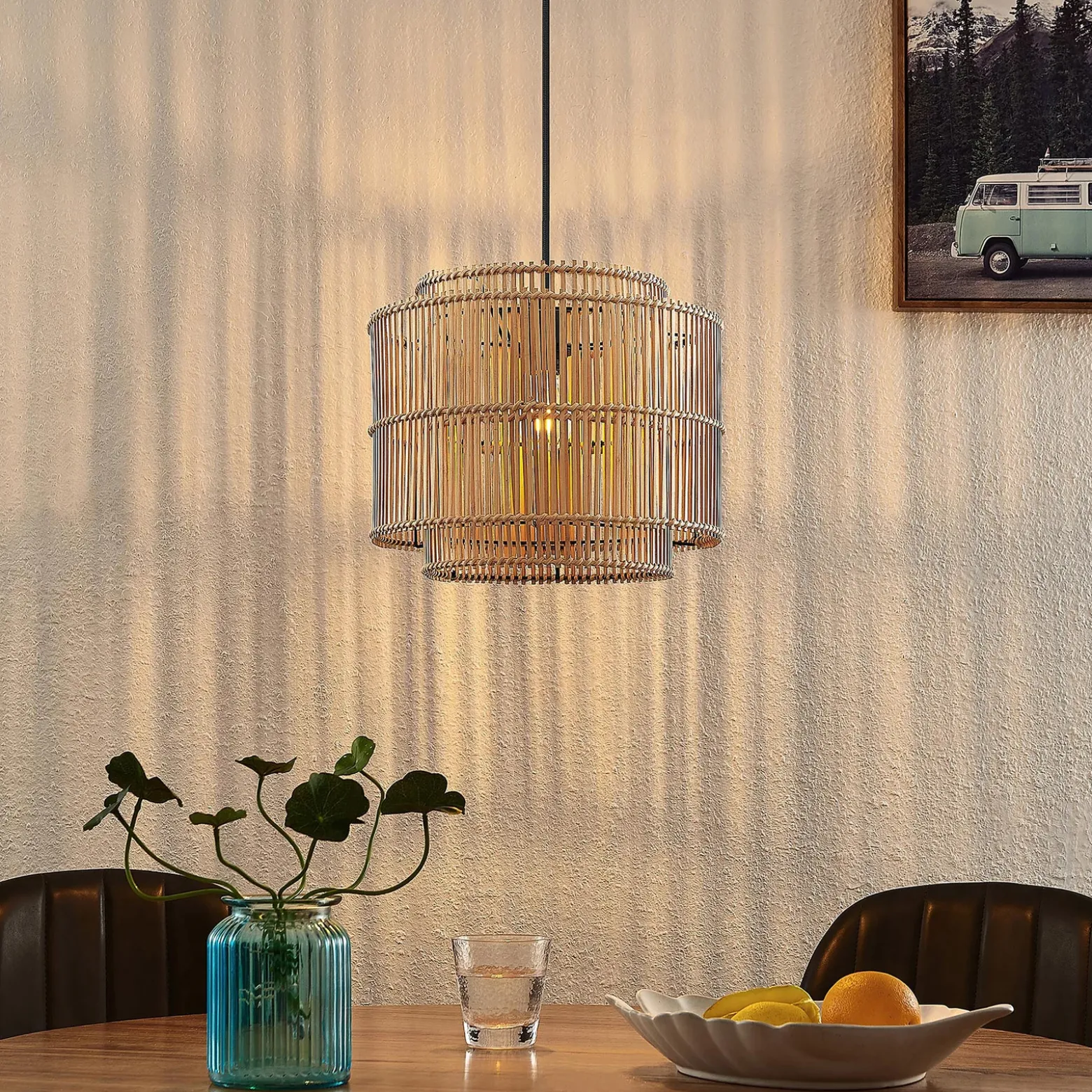 Lindby Bridga riippuvalaisin, Ø 35 cm, musta, bambu