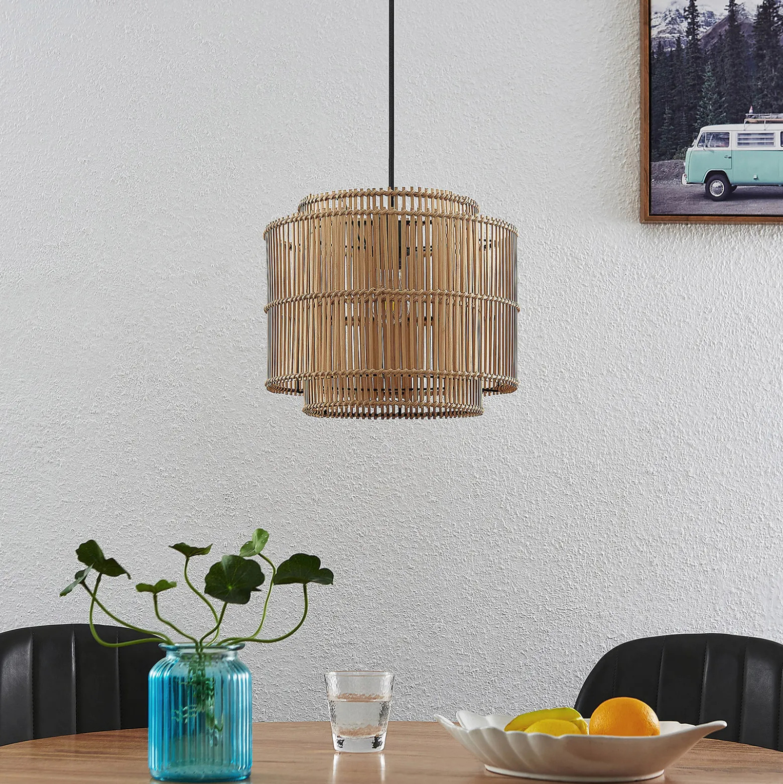 Lindby Bridga riippuvalaisin, Ø 35 cm, musta, bambu