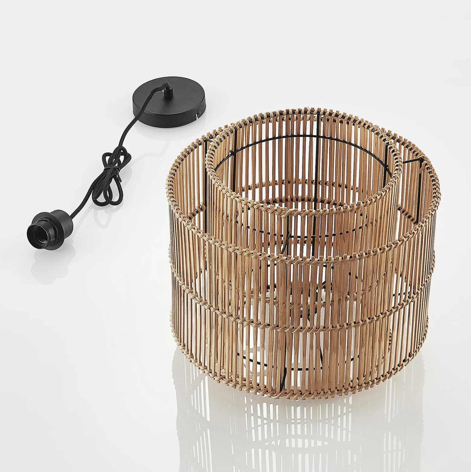 Lindby Bridga riippuvalaisin, Ø 35 cm, musta, bambu