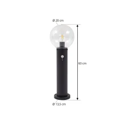 Lindby Dangan-pollarivalaisin, musta/kirkas 60 cm, lasi, anturi