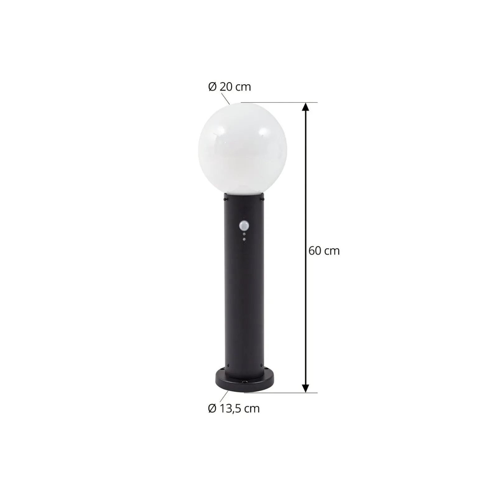 Lindby Dangan-pollarivalaisin, musta/opaalinen 60 cm, lasi, anturi