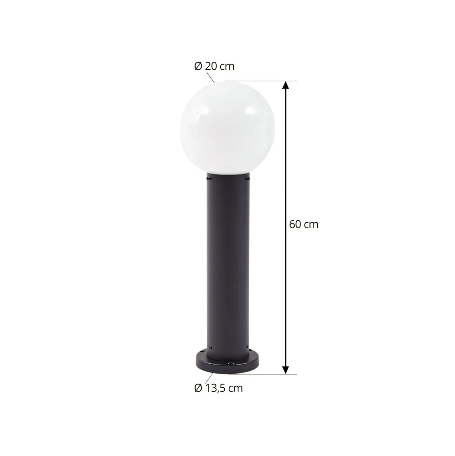 Lindby Dangan-pollarivalaisin, musta/valkoinen, korkeus 60 cm, lasi