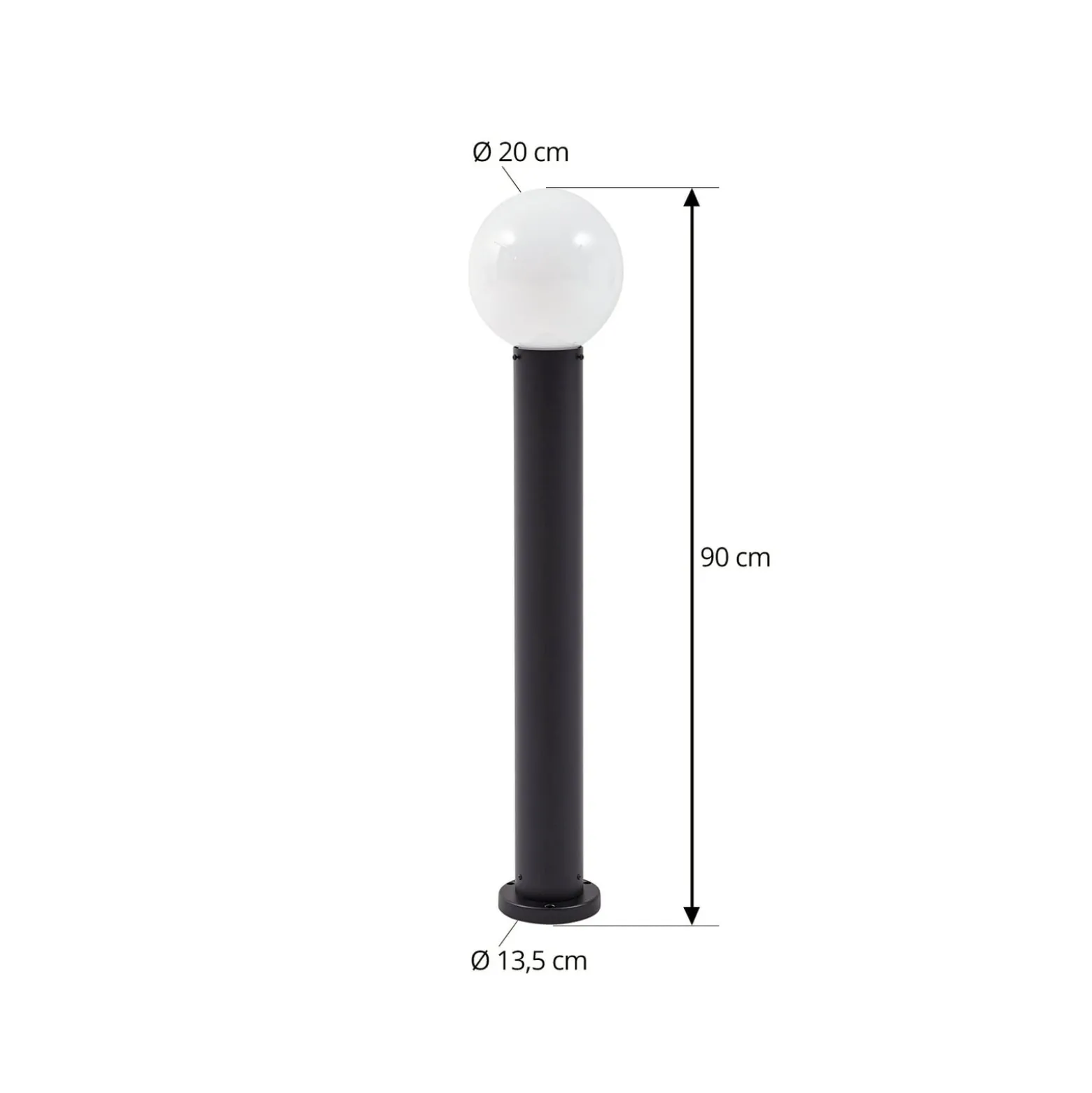 Lindby Dangan-pylväsvalaisin, musta/valkoinen, korkeus 90 cm, lasi