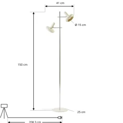 Lindby Dylan -lattiavalaisin, 2-lamppuinen, kromi/beige, 150 cm, E14
