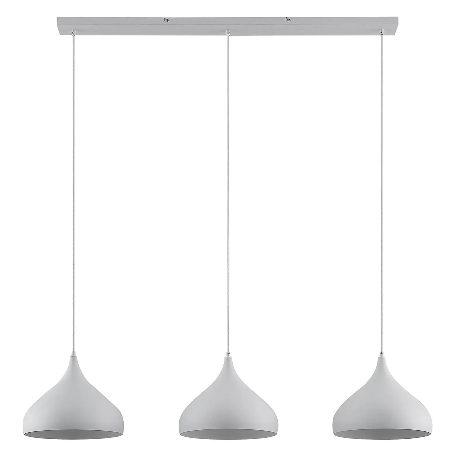 Lindby Elamira-riippuvalaisin, valkoinen, metalli, 133 cm, 3-valo.