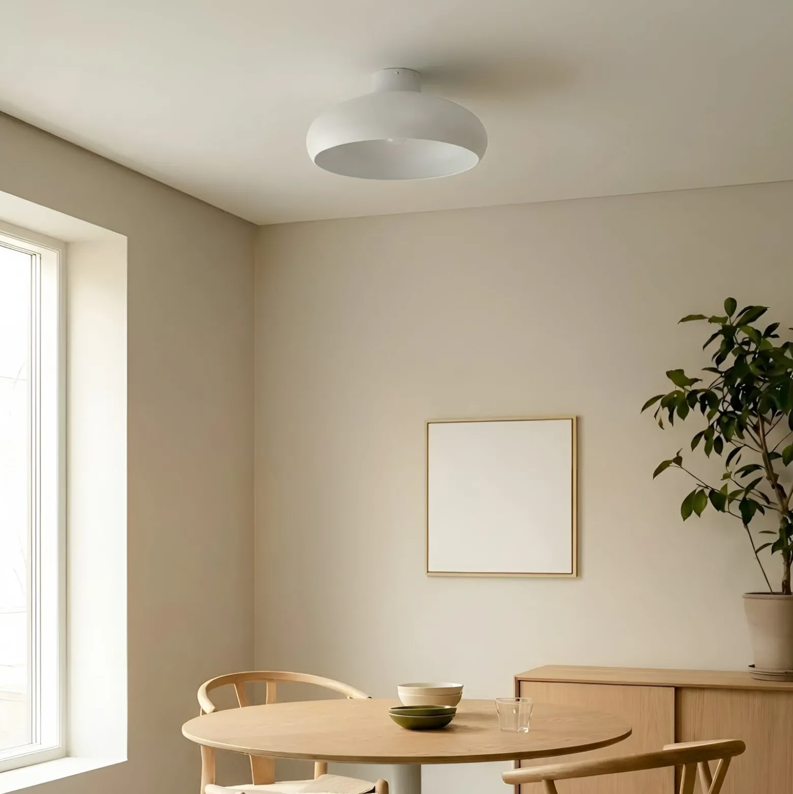 Lindby Elover kattovalaisin, beige, Ø 45 cm, rautaa