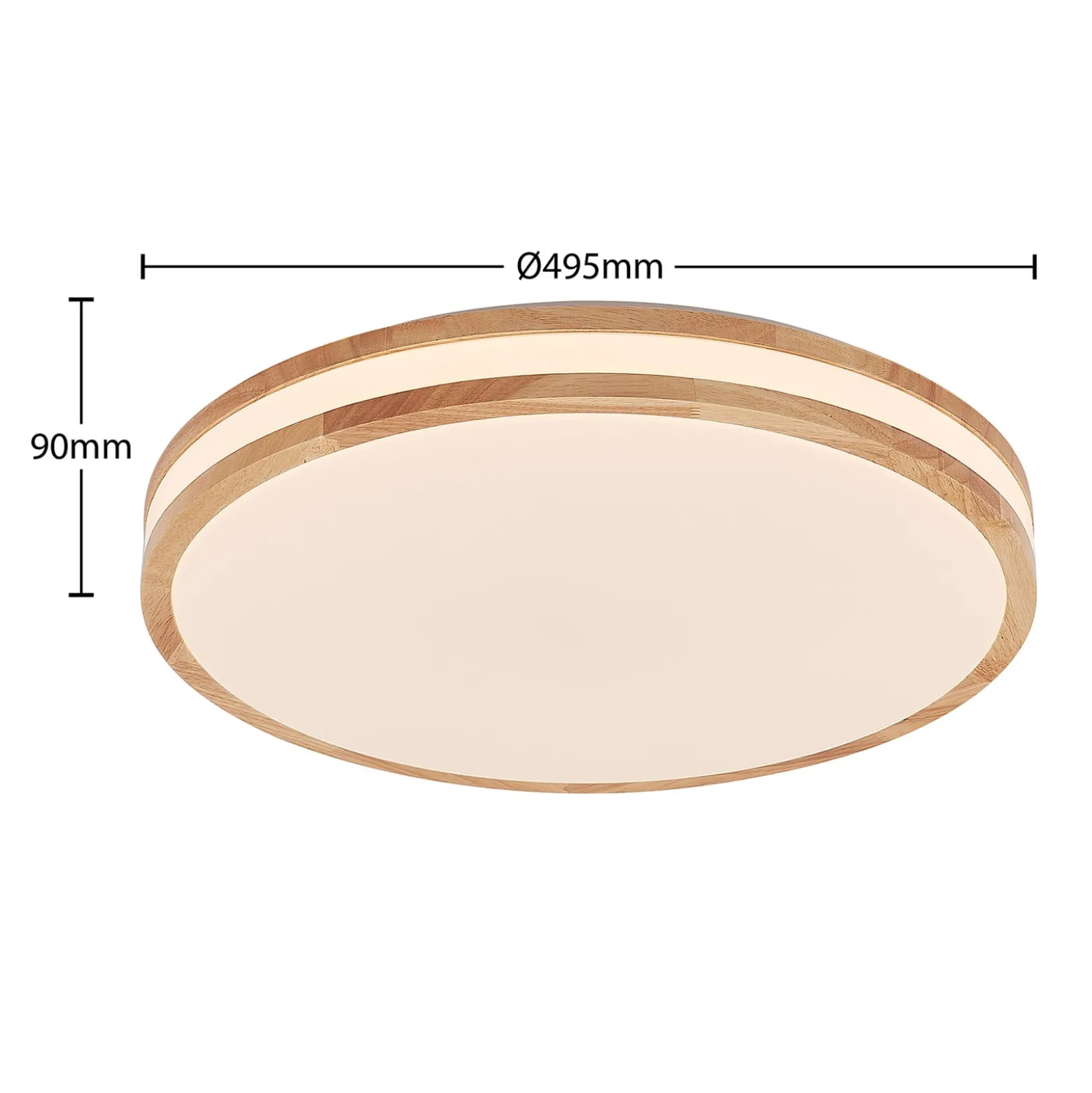 Lindby Emiva LED-kattovalaisin, 50 cm, vaalea puu, CCT