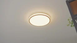 Lindby Emiva LED-kattovalaisin, 50 cm, vaalea puu, CCT