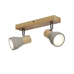 Lindby Filiz valonheitin, 2-valo, 27 cm, puu, betoni, E14