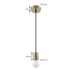 Lindby Hattie-riippuvalaisin, E27-pidin, messinki, Ø 4,7 cm