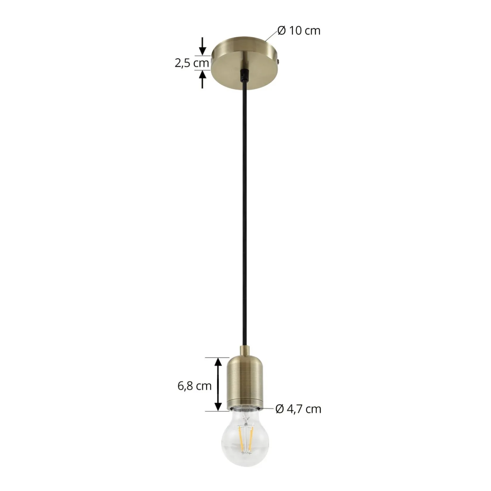 Lindby Hattie-riippuvalaisin, E27-pidin, messinki, Ø 4,7 cm