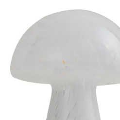 Lindby Hubi pöytävalaisin, valkoinen, lasia, Ø 22 cm, sienen muotoinen