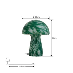 Lindby Hubi pöytävalaisin, vihreä, lasia, Ø 22 cm, sienen muotoinen