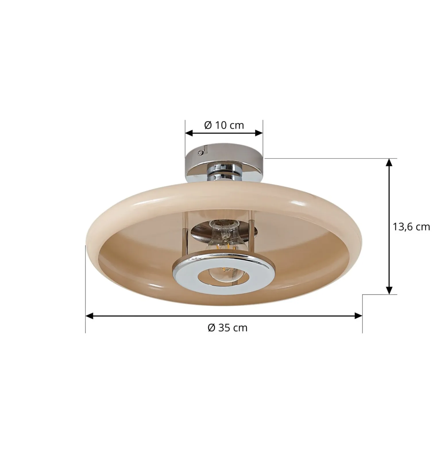 Lindby kattovalaisin Branford, retro, Ø 35 cm, beige, metalli