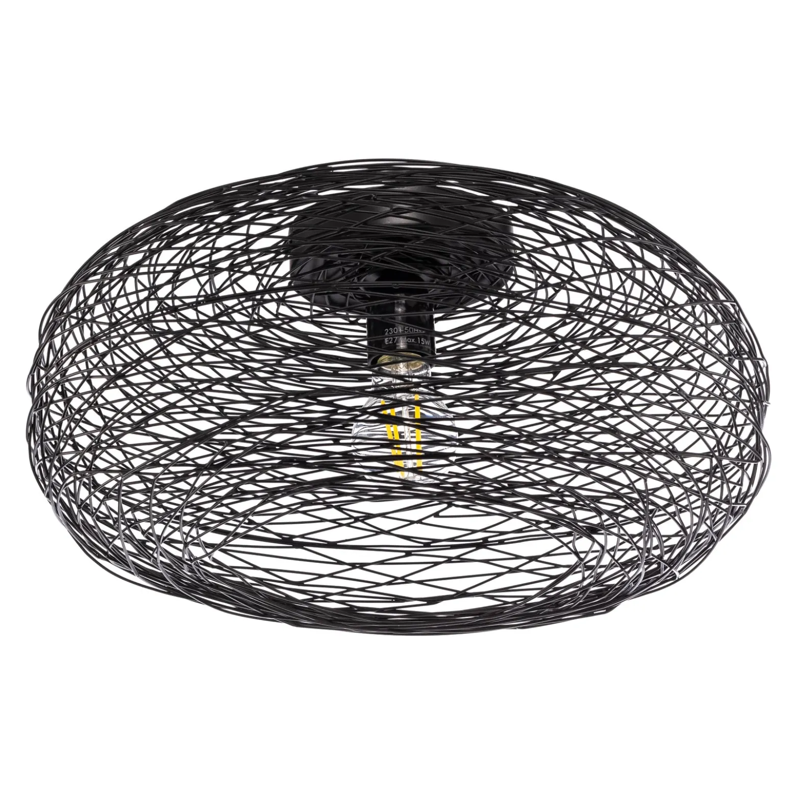 Lindby kattovalaisin Kaviya, musta, Ø 40 cm, rautaa, E27