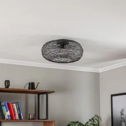 Lindby kattovalaisin Kaviya, musta, Ø 40 cm, rautaa, E27
