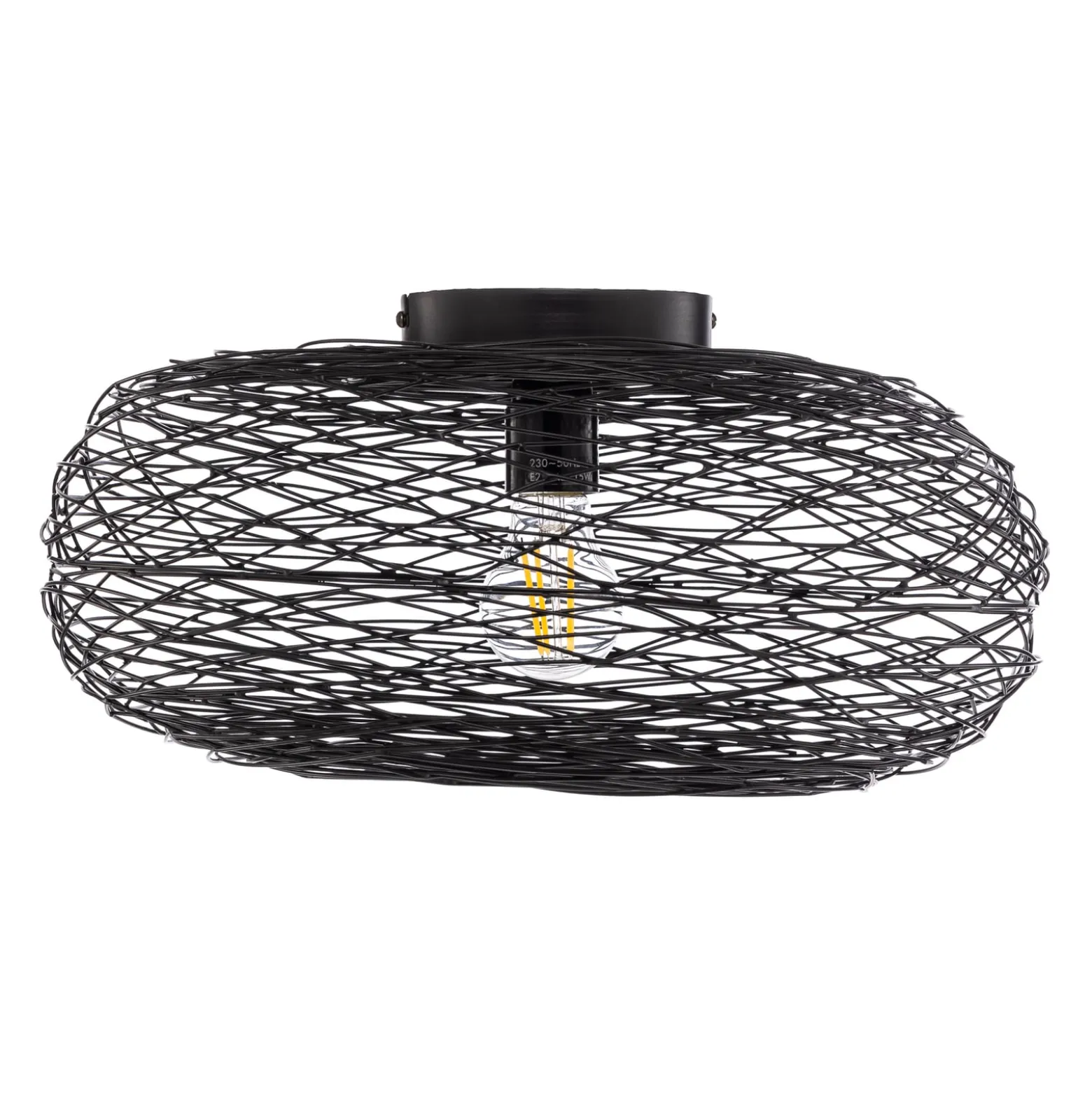 Lindby kattovalaisin Kaviya, musta, Ø 40 cm, rautaa, E27