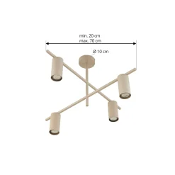 Lindby kattovalaisin Marilou, beige, 4-valo, Ø 70 cm
