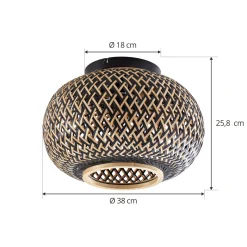 Lindby kattovalaisin Nerys, musta, bambu, Ø 38 cm
